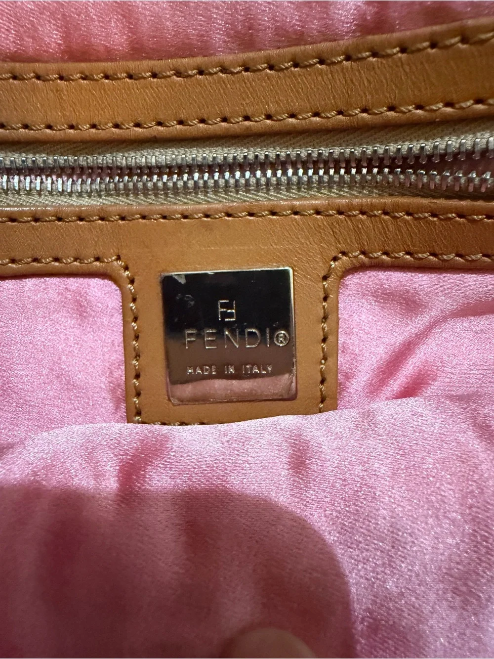 Fendi Pink Raffia Baguette Bag